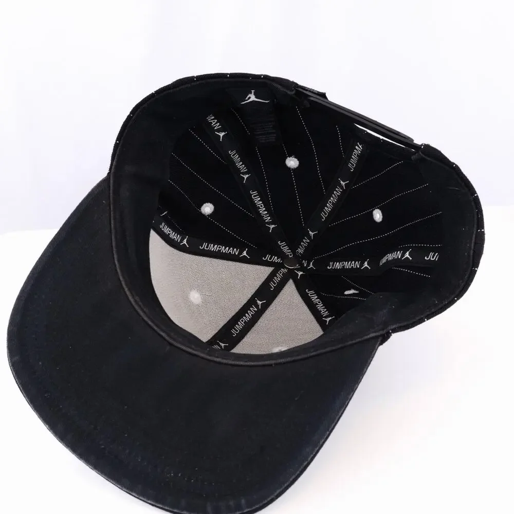 Air Jordan Barons 45 Hat Men Black Pinstripe Jumpman Snap Back Cap